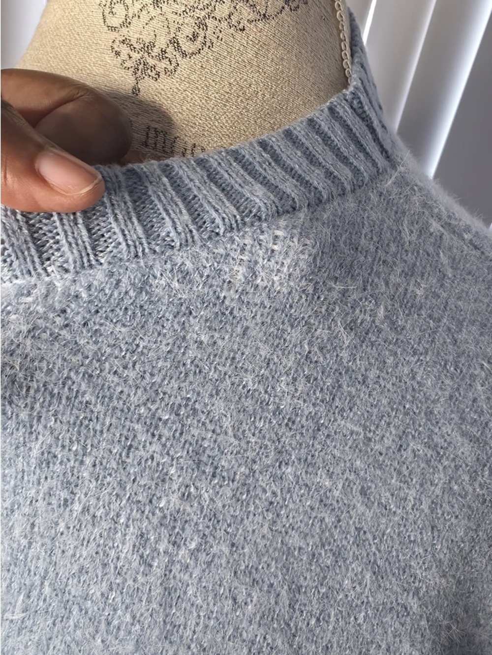 Light Blue Floral Sleeve Crewneck Sweater - Picture 7 of 8
